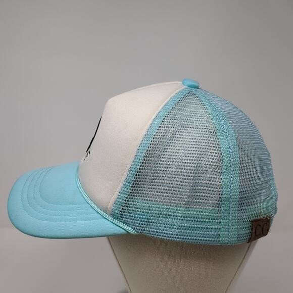 Smiley Face Take It Easy Snapback Rope Trucker Hat Blue One Size C.C - Picture 3 of 9